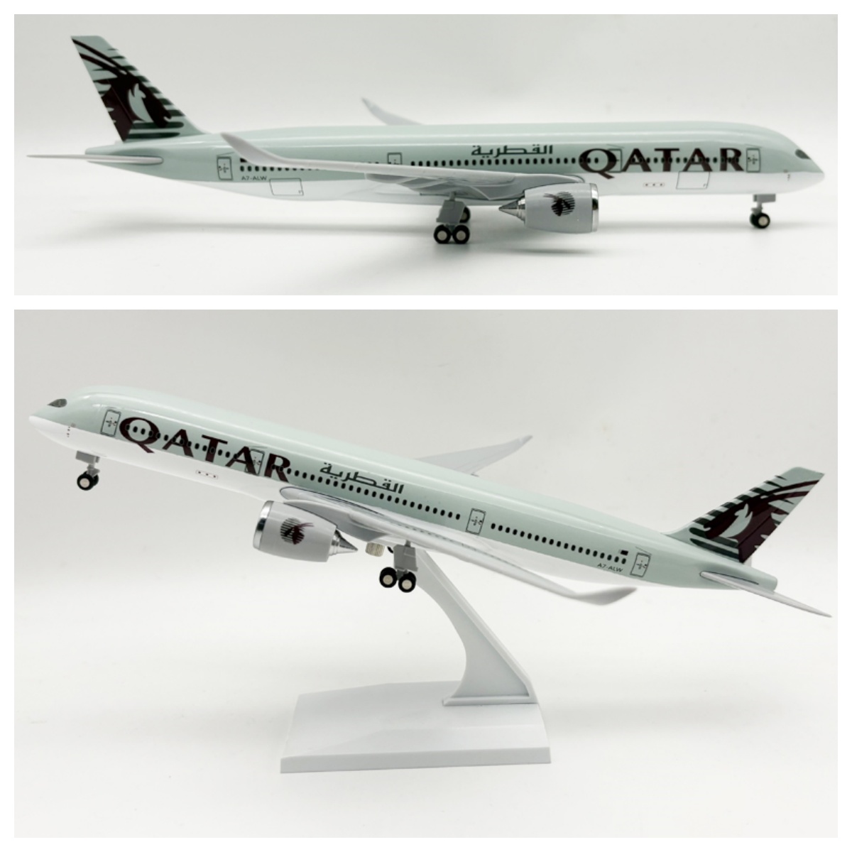 Model Airplane Plastic - 30CMダイキャスト樹脂製航空機模型 カタールA350 プラスチック製模型飛行機 ホイールスタンド付き ギフトコレクション用航空機